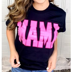 NEW Mama Black & Pink Tee
